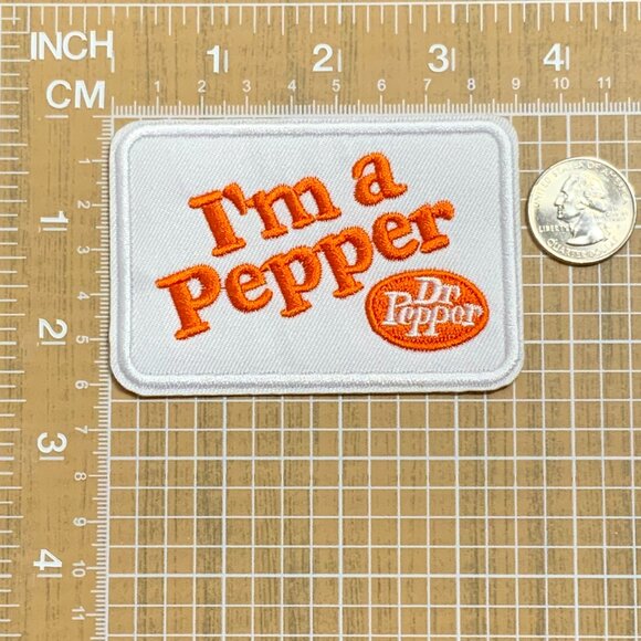 I'm a Pepper Iron On Embroidered White Orange Patch Dr. Pepper Soda - Picture 2 of 4